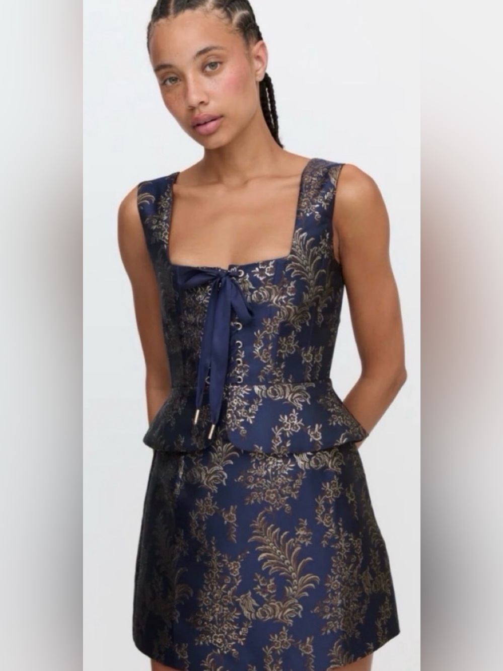 NWT Hill House Birdie Top in Bird Brocade Navy
